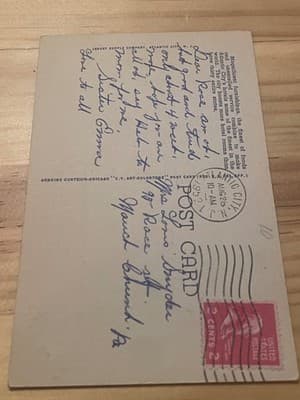 Curteich Postcard Marlborough-Blenheim Hotel Atlantic City NJ Postmarked 1952 - Thumbnail 2