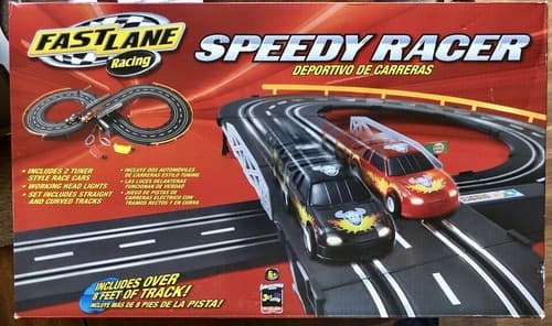 Toys R Us Fast Lane Speedy Racer Slot Car Race Track Set With 2 Tuner Style Cars - Image 1