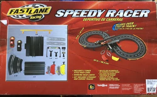 Toys R Us Fast Lane Speedy Racer Slot Car Race Track Set With 2 Tuner Style Cars - Thumbnail 2