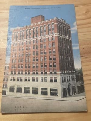 Riker Building Pontiac MI Early Vintage Linen Postcard Postmarked 1c Stamp Used - Image 1