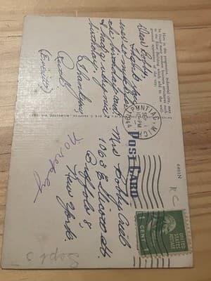 Riker Building Pontiac MI Early Vintage Linen Postcard Postmarked 1c Stamp Used - Thumbnail 2