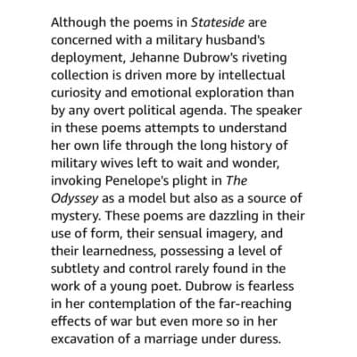 SIGNED Stateside: Poems by Jehanne Dubrow Paperback Poetry Book 2010 - Thumbnail 7
