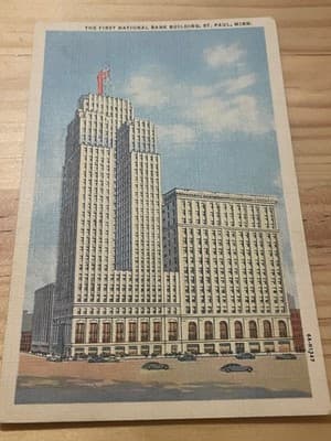 Curteich Chicago Postcard The First National Bank Building St Paul MN Unposted - Image 1