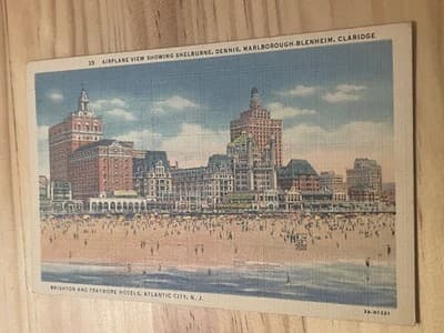 Brighton and Traymore Hotels Atlantic City NJ Linen Postcard Curt Teich 3A-H1221 - Image 1