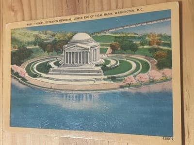 Thomas Jefferson Memorial Lower End Tidal Basin Washington DC Postcard Unposted - Image 1