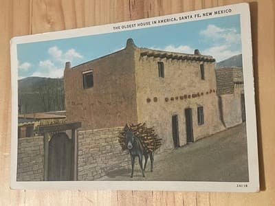 The Oldest House In America Santa Fe New Mexico Postcard Vintage Unposted Donkey - Image 1