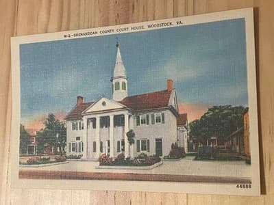 Shenandoah County Court House Woodstock VA Linen Postcard Unposted Color Vtg - Image 1