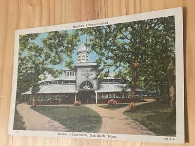 Curteich Postcard Methodist Tabernacle Oak Bluffs Marthas Vineyard Linen Vintage - Image 1