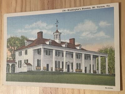 Curteich Postcard Washingtons Mansion Mt Vernon VA CT Art Colortone Unposted - Image 1