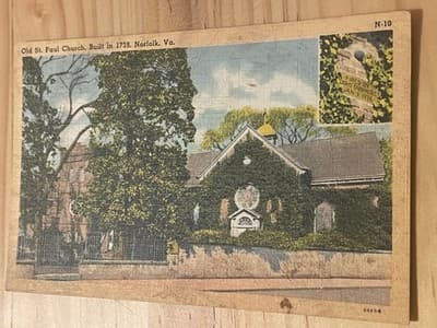 Old St Paul Church Norfolk VA Postcard Built 1739 Linen Era Vintage Unposted - Image 1