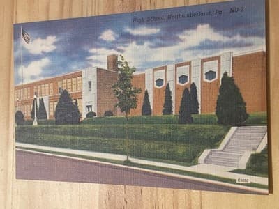 High School Northumberland PA Postcard K5050 Vintage Unposted Linen Texture - Image 1