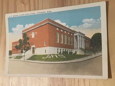 B F Brown Junior High School Fitchburg MA Postcard Unposted Vintage School - Image 1
