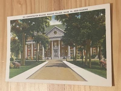 Roanoke College Administration Building Postcard Salem VA Near Roanoke Unposted - Image 1