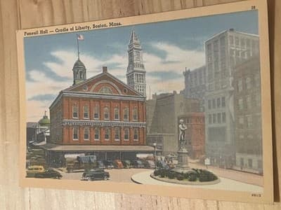 Tichnor Faneuil Hall Postcard Boston MA Cradle of Liberty Unposted Linen Color - Image 1