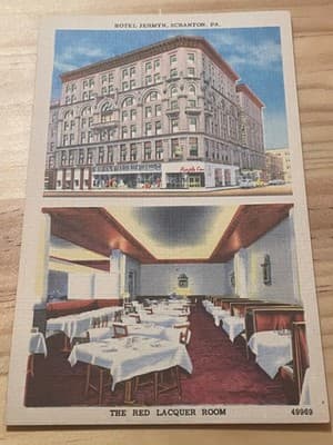 Scranton News Co Postcard Hotel Jermyn Scranton PA The Red Lacquer Room Unposted - Image 1