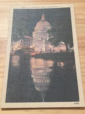 B S Reynolds Co Postcard U S Capitol At Night Washington DC Linen Vintage Unused - Image 1