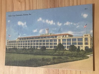 Dixie Cup Company Postcard Easton PA Vintage Factory Building Linen E-3 Unposted - Image 1
