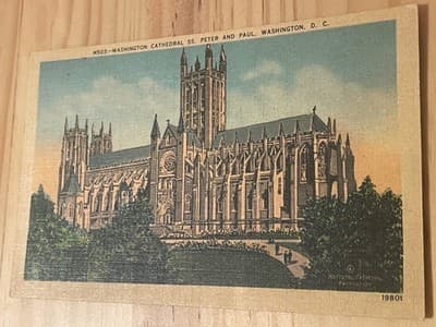 Vintage Washington Cathedral St Peter And Paul Postcard Washington DC Postmarked - Image 1