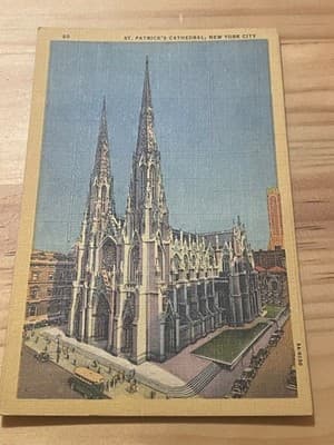 Curteich Linen Postcard St Patricks Cathedral New York City NY Vintage 20 - Image 1