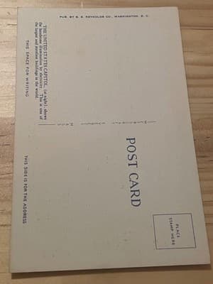 US Capitol At Night Washington DC Linen Postcard DS Reynolds Unposted Vintage - Thumbnail 2