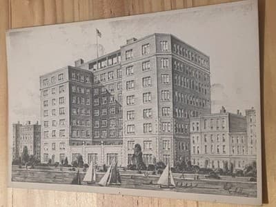 Hotel Sheraton Boston Postcard Unposted Black White Illustration Made in USA - Image 1
