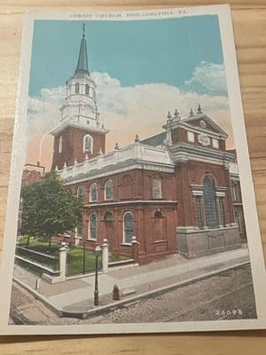 Christ Church Philadelphia Postcard Unposted Color Church Building Street View - Image 1