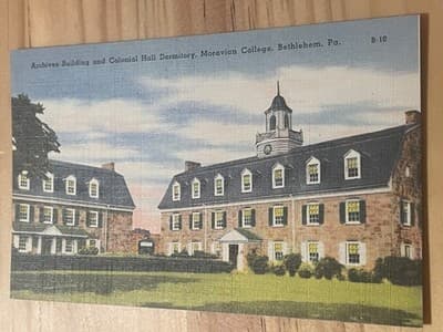 Archives Building Colonial Hall Dormitory Moravian College Bethlehem PA Postcard - Image 1