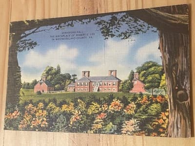 Vintage Stratford Hall Postcard Robert E Lee Birthplace Westmoreland County VA - Image 1