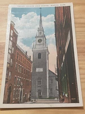 Old North Church Postcard Boston MA Vintage Unposted Linen Era Scenic View - Image 1