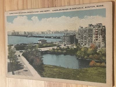 Charlesgate Junction Charles River Boston MA Postcard Pub M Abrams Unposted - Image 1