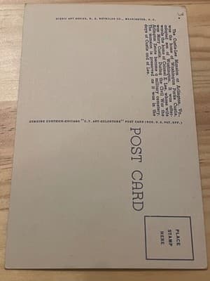 Curteich Chicago Linen Custis Lee Mansion Arlington VA Postcard Unposted Vintage - Thumbnail 2