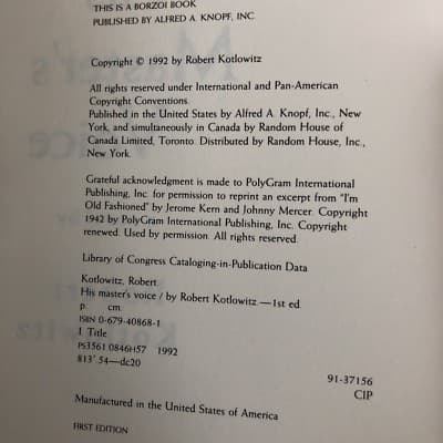 His master's voice. Robert kotlowitz 1st Edition Hardcover - Thumbnail 2