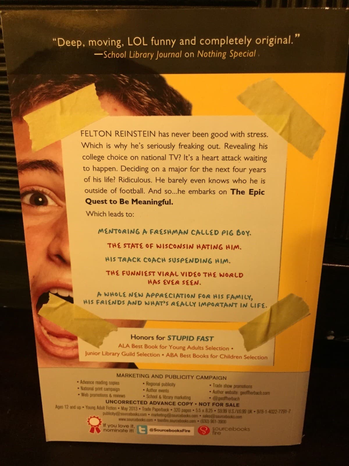 I'M WITH STUPID by Geoff Herbach advance reading copy - Thumbnail 2