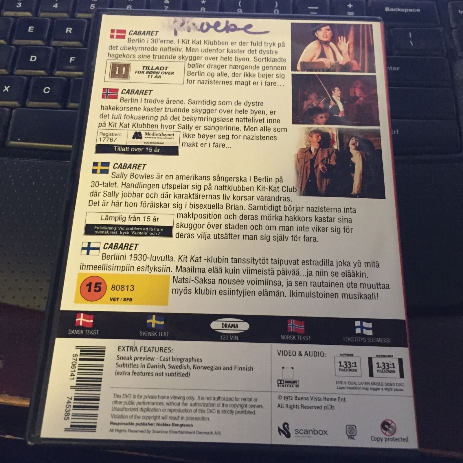 Cabaret DVD - Pal region 2 scandinavian languages 120 minutes uncensored - Thumbnail 3
