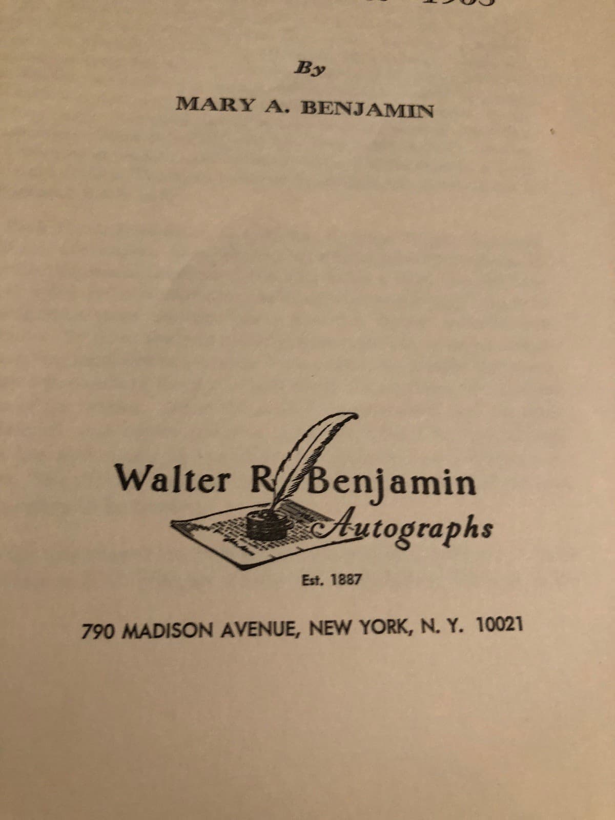 The Presidents - Survey Of Autograph Values 1965 mary benjamin - Thumbnail 3