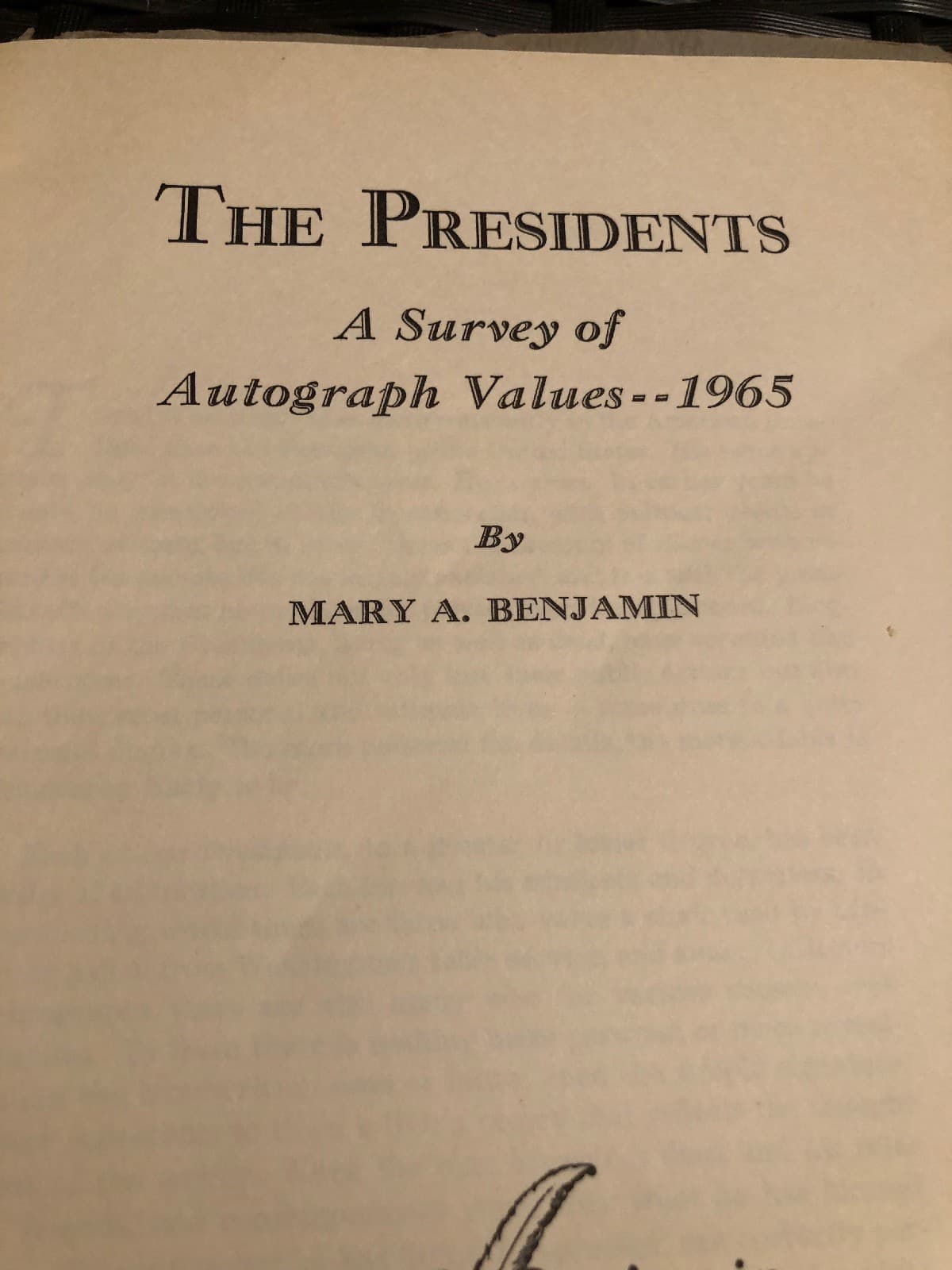 The Presidents - Survey Of Autograph Values 1965 mary benjamin - Thumbnail 2