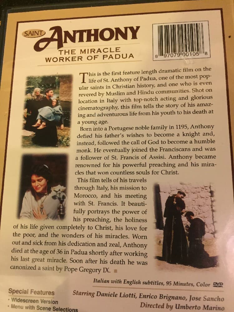 Saint Anthony The Miracle Worker Of Padua Dramatic Film on his Life DVD - Thumbnail 2