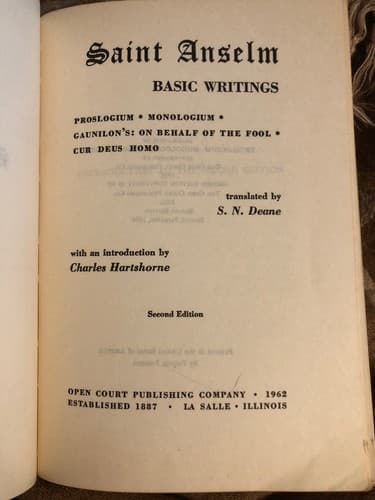 St. Anselm: Basic Writings - Thumbnail 2