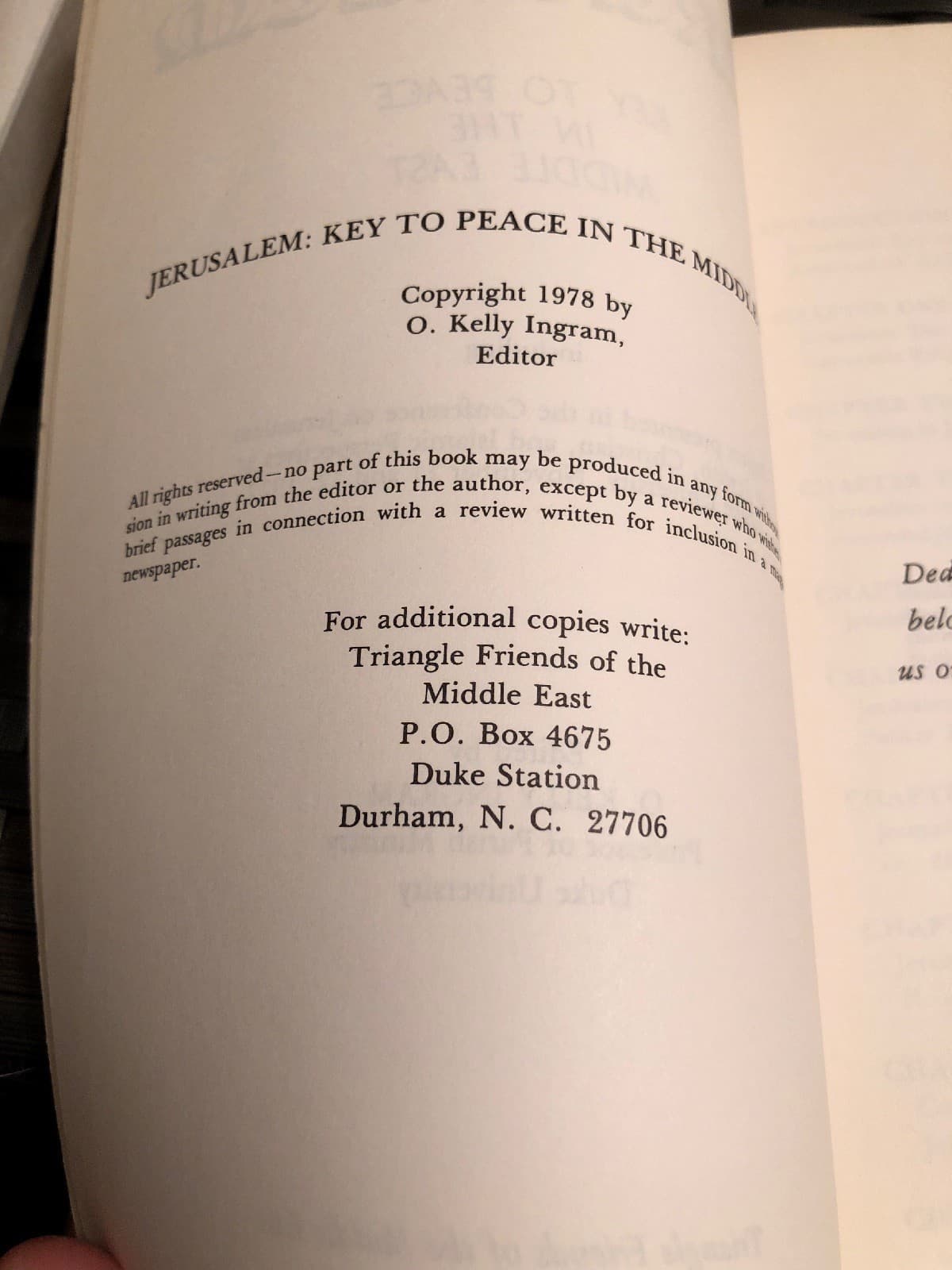 Jerusalem : Key to Peace in the Middle East By O.Kelly Ingram - Thumbnail 3