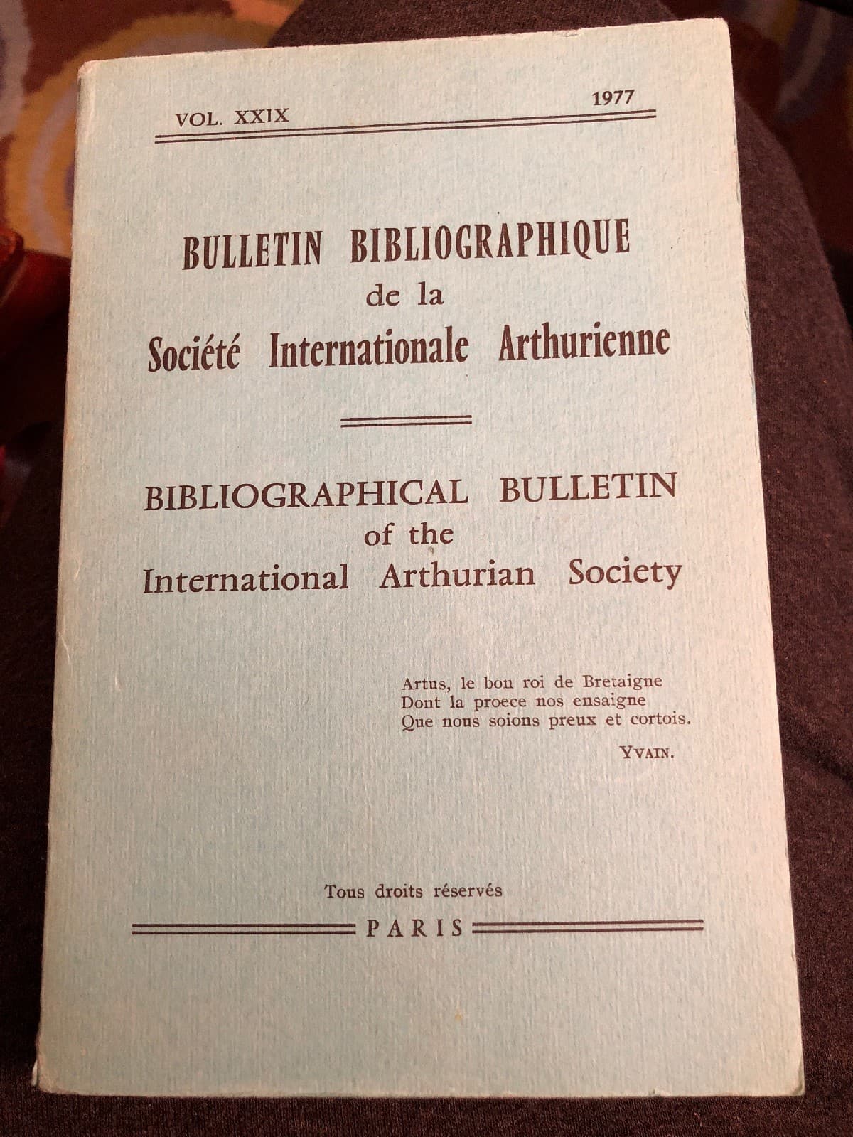 Bibliographical Bulletin International Arthuruan Society Vol. XXIX 1977 - Image 1