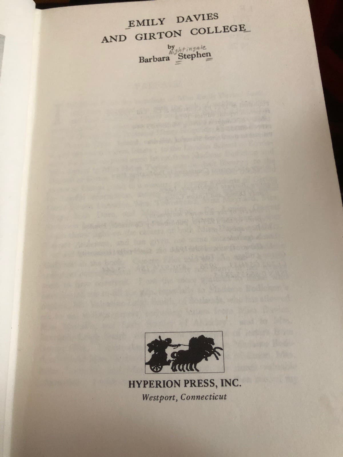 Barbara Nightingale Stephen Emily Davies and Girton College 1st Edition HC 1976 - Thumbnail 3