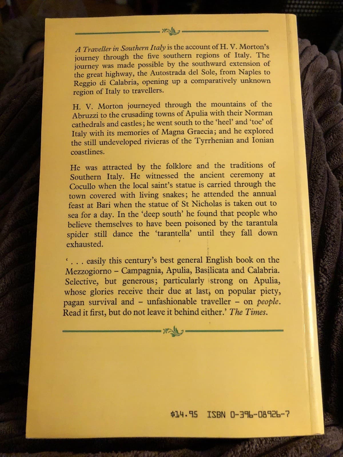 H. V. Morton A Traveller in Southern Italy 1st Softcover Edition 1987 - Thumbnail 2