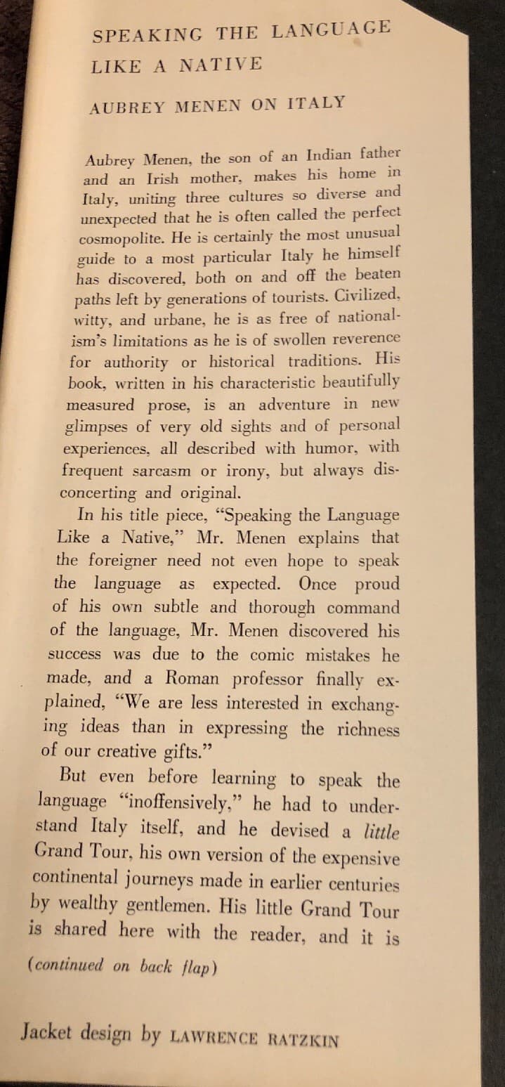 Menen, Aubrey SPEAKING THE LANGUAGE LIKE A NATIVE 1st Edition 1st Printing - Thumbnail 3