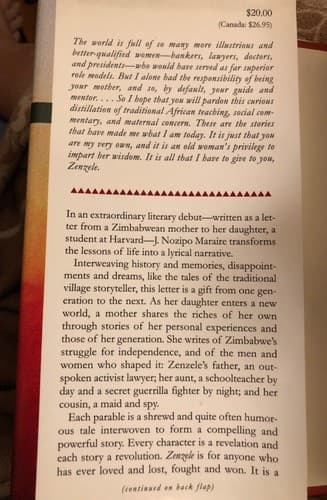 Zenzele: A Letter for My Daughter 1st Edition Hardcover J Nozipo Maraire - Thumbnail 2