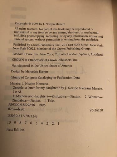 Zenzele: A Letter for My Daughter 1st Edition Hardcover J Nozipo Maraire - Thumbnail 5