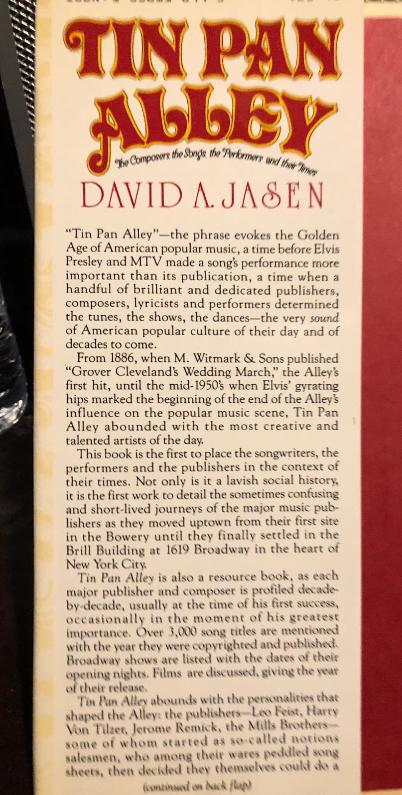 Tin Pan Alley 1st Edition Hardcover By David A Jasen - Thumbnail 3