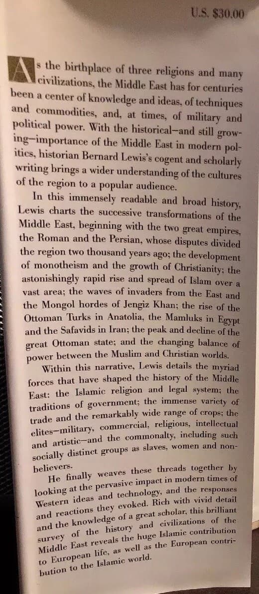 Middle East by Bernard W Lewis: Used - Thumbnail 3