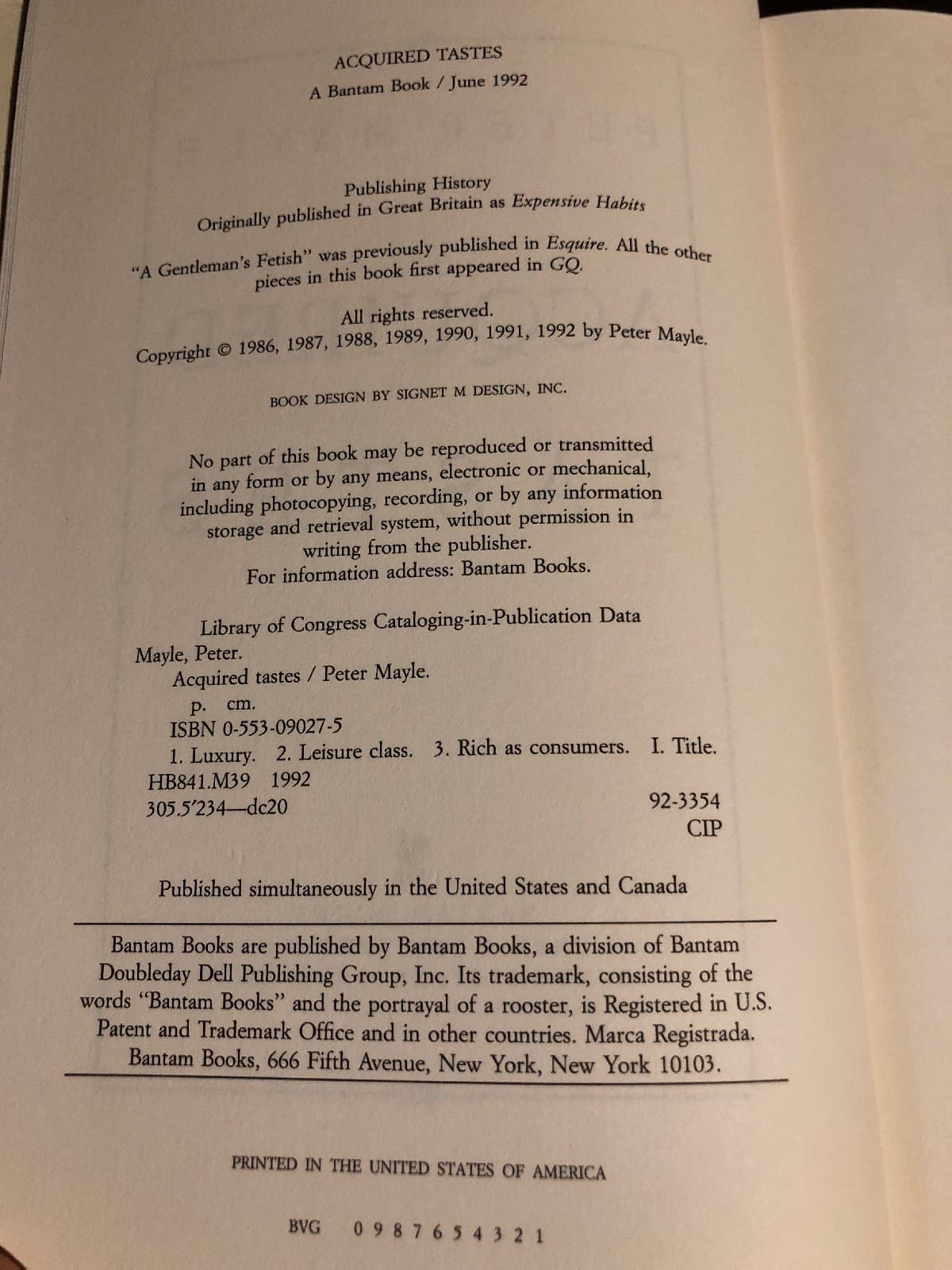 ACQUIRED TASTES 1st Edition Hardcover - Thumbnail 3