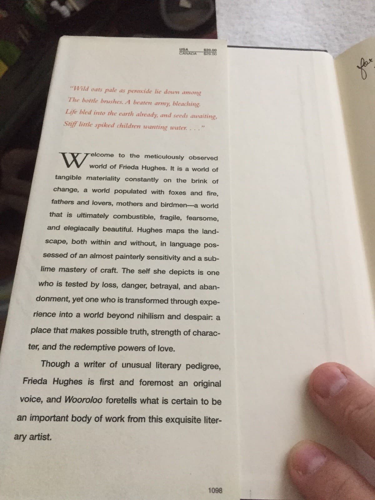 Wooroloo - The poetry of Frieda Hughes (Daughter of Sylvia Plath) 1st Edition - Thumbnail 2