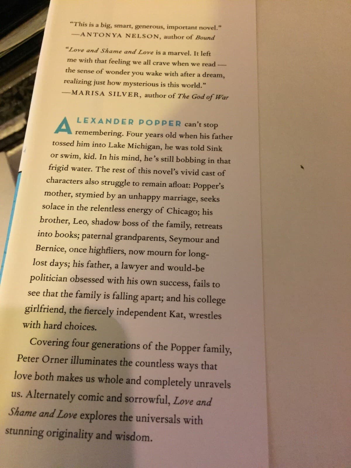LOVE AND SHAME AND LOVE A NOVEL By Peter Orner - Hardcover - Thumbnail 3